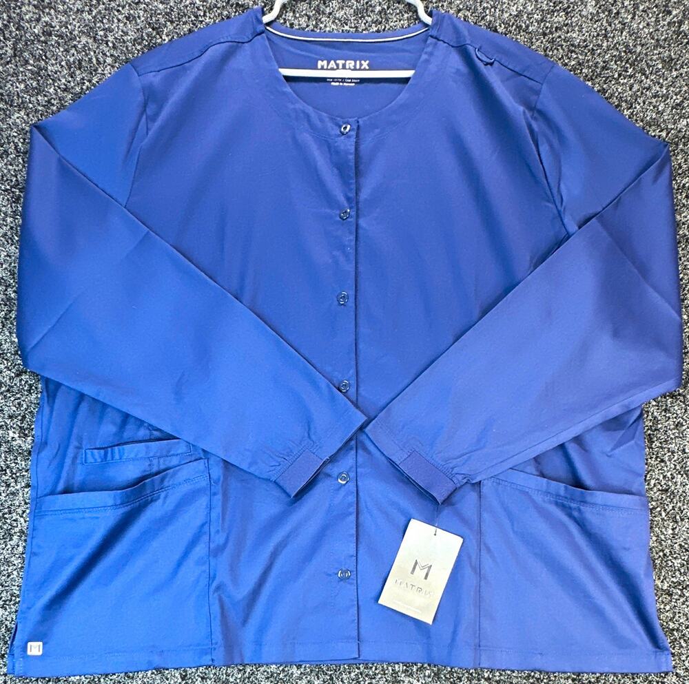 Matrix Scrub Jacket Womens 3XL Navy Blue Snap Front Medical Uniform NWT